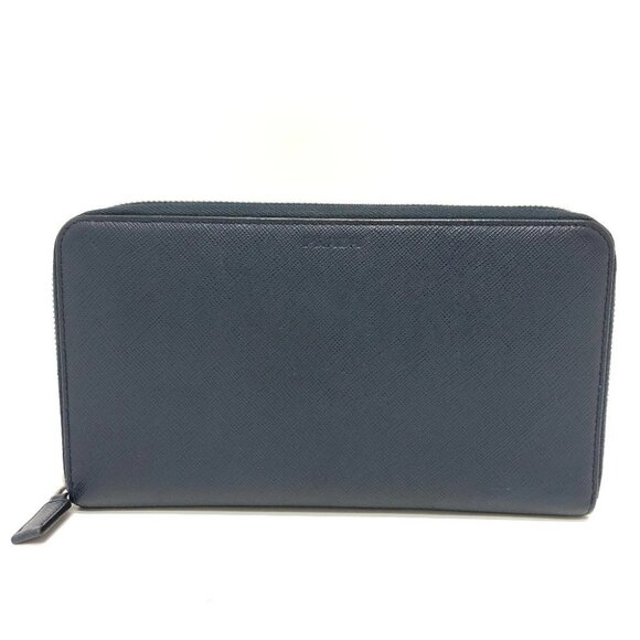 PRADA 2ML188 logo Zip Around Long Wallet Safiano leather blue/SilverHardware - Picture 1 of 16